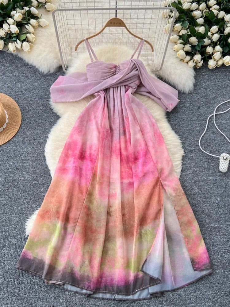 gradient maxi dress SILK GRADIENT MAXI DRESS WITH SEQUIN STRAPS | CULT MIA