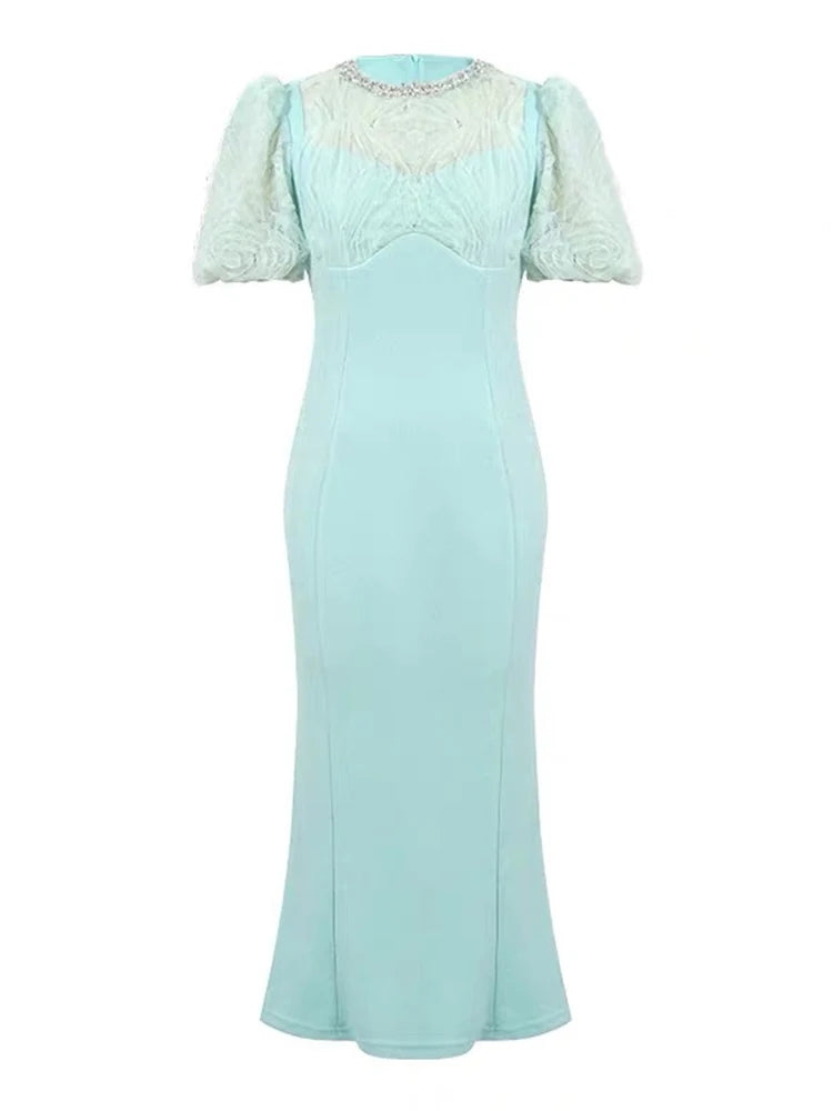 mint green bodycon midi dress Mint Green Floral Bodycon Midi Dress – Gabi Swimwear main image 1