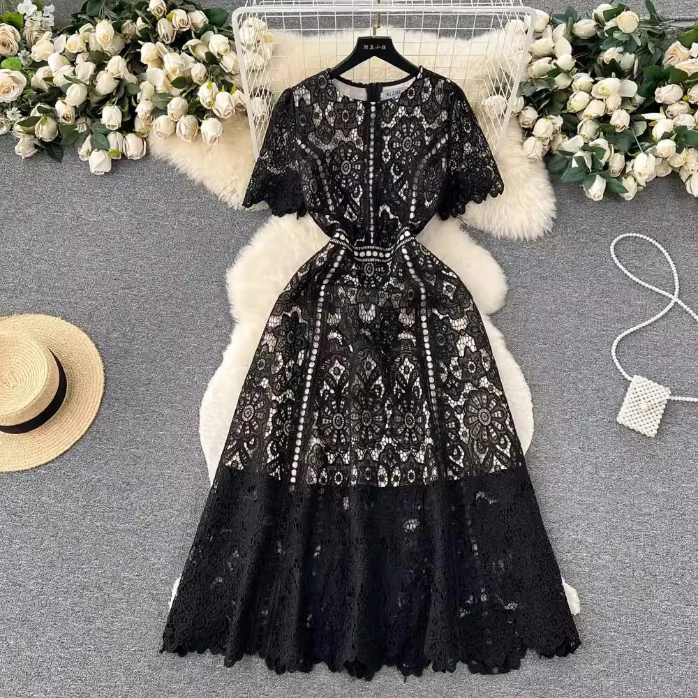 scalloped floral lace dress Can’t Miss This Blue Multi Floral Embroidered Lace Mini Dress main image 1