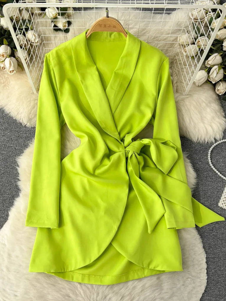 slim fit dress slacks Unique21 Blazer Dress, Luxe Stain Breasted Light Green Blazer Dress 18