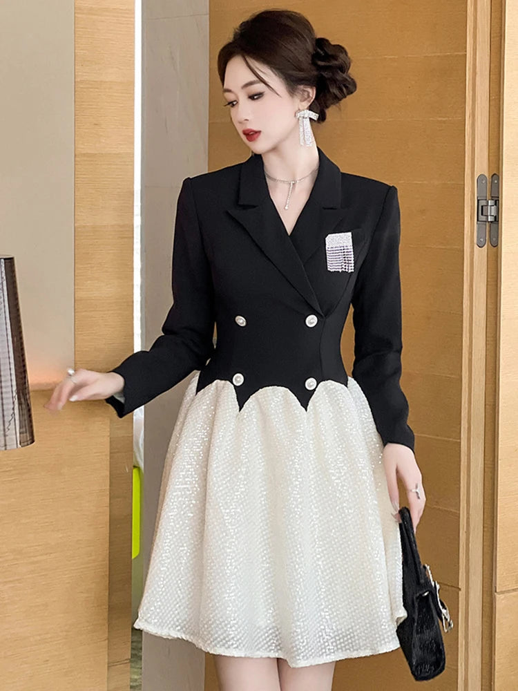 Double-breasted Blazer Mini Dress With Sequins