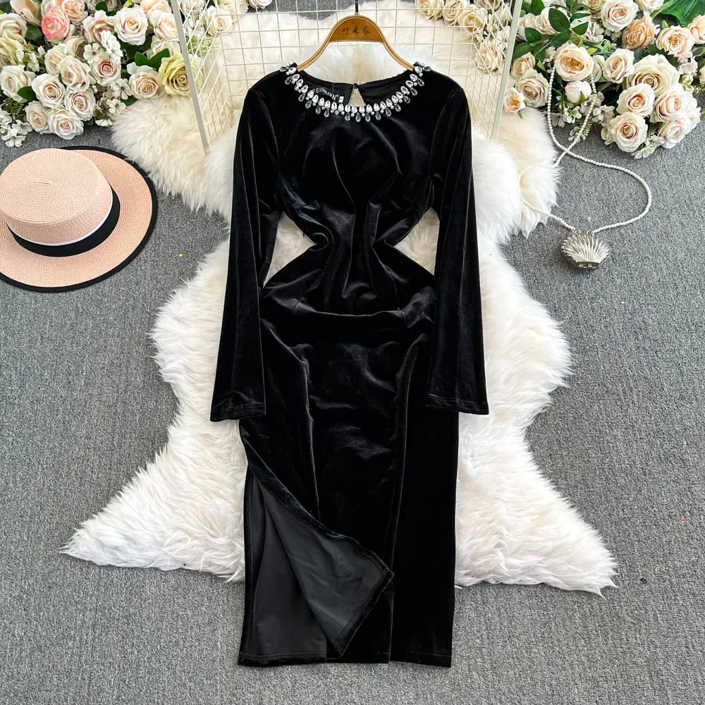 knee length dresses for ladies Tate Rhinestone Mesh Party Dress main image 1