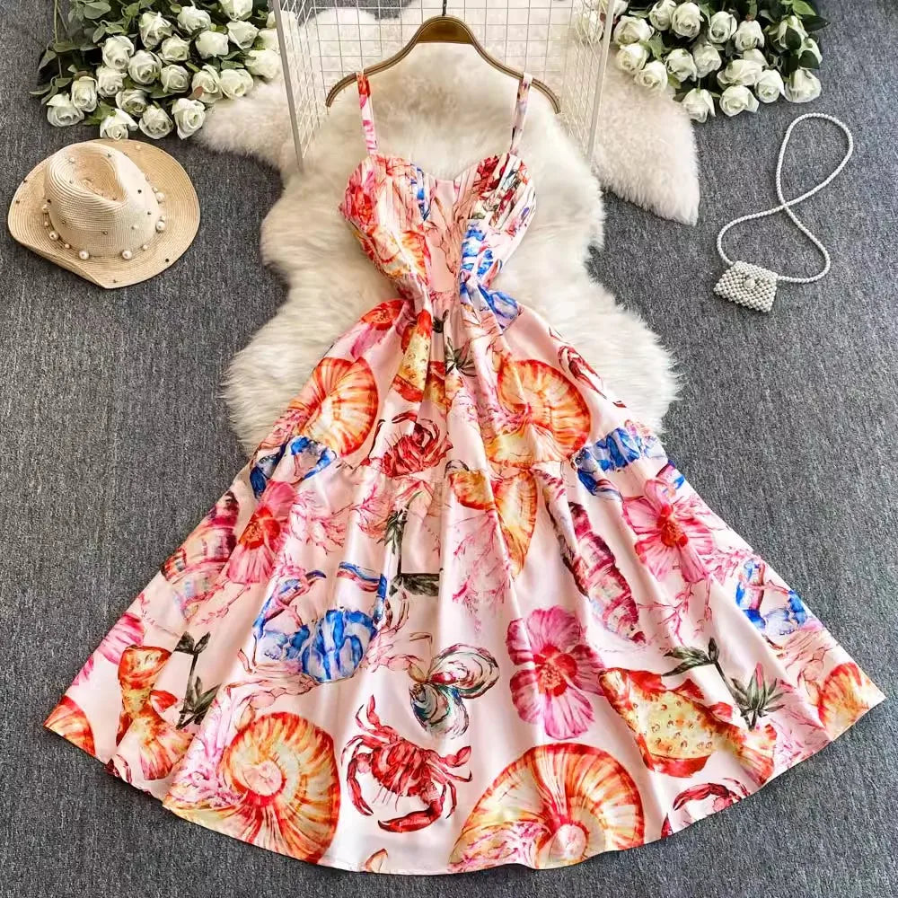Vibrant Floral Beach Maxi Dress With Straps