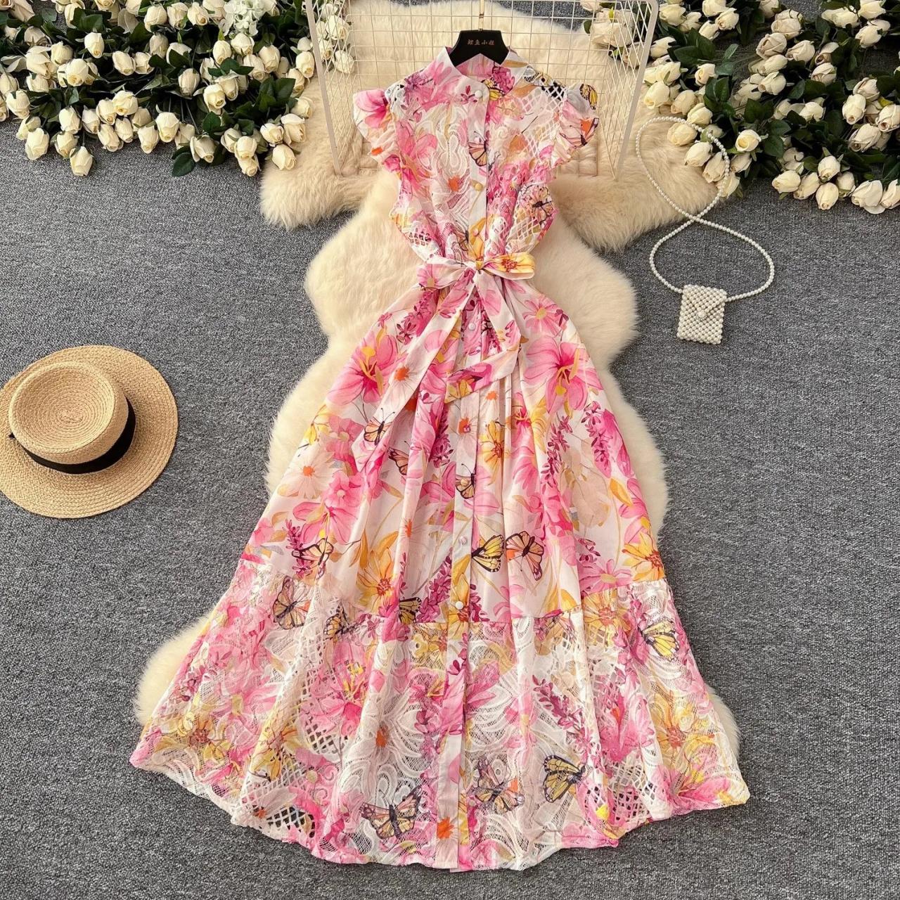 chinese dress ladies Floral Cap Sleeve Ruffle Tiered Maxi Dress – Maria Vincent Boutique main image 0