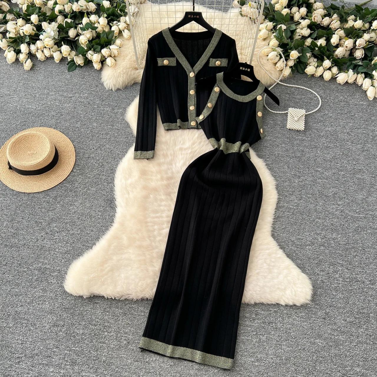 navy dress gold buttons Lauretta Navy A-Line Midi Dress with Gold Button Detail and Belt main image 0