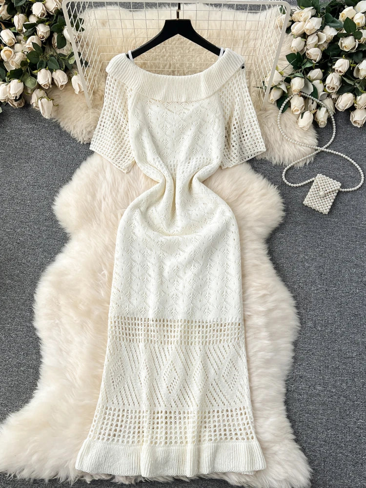 off the shoulder button down midi dress White Midi Dress - Off-the-Shoulder Dress - Button-Front Dress