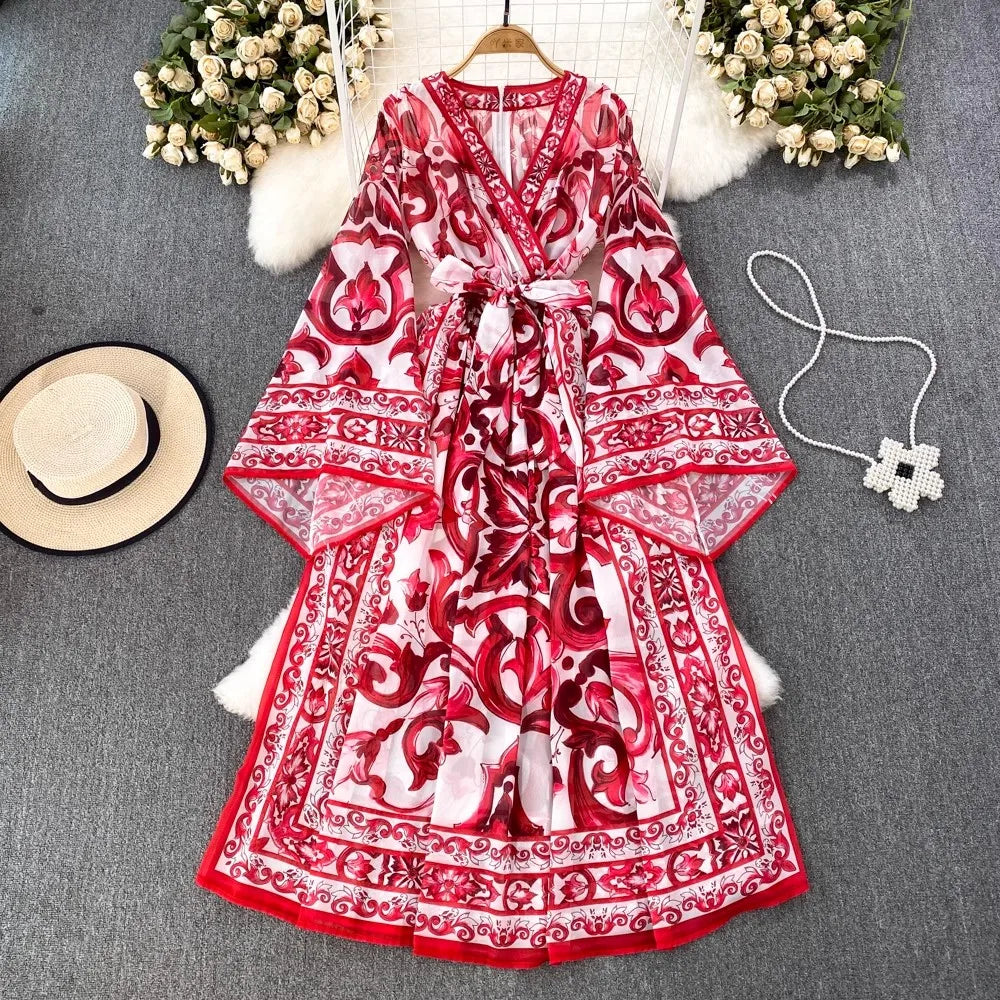 red and white kimono dress Stunning Red and White Floral Japanese Kimono with Long Sleeves and Obi  59046773 PNG