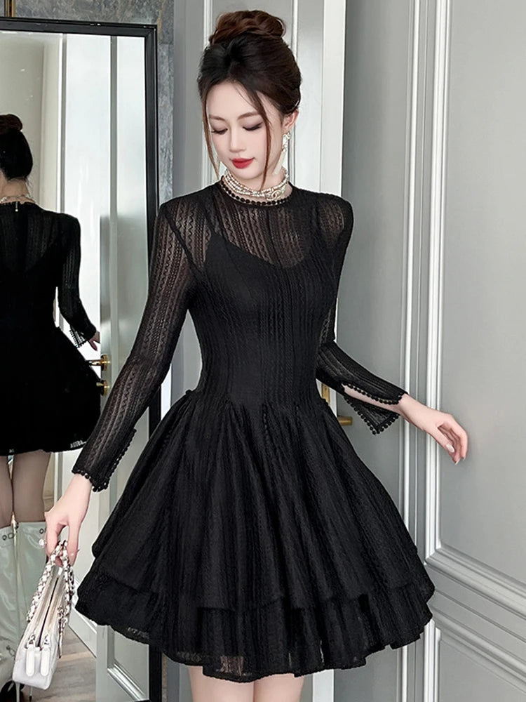 formal dresses plus sizes Elegant Mesh Embroidery Sequins Long Sleeve Formal Dress main image 1