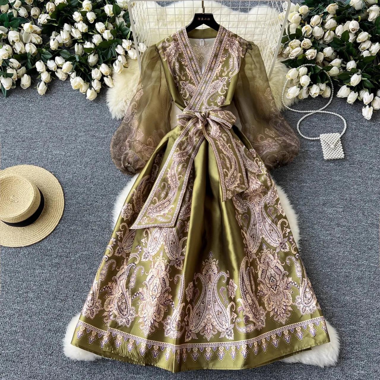 green dress hashtags Petal & Pup Women's Fia Floral Print Chiffon Maxi Dress - Brown main image 0