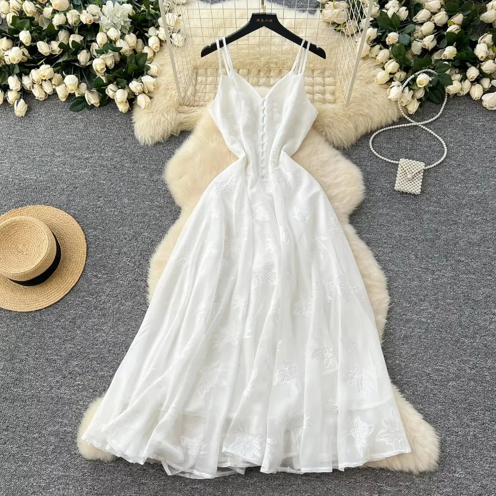 knee length dresses for ladies Button-Down Sleeveless Ribbed Casual Maxi Dress– PromGirl main image 1