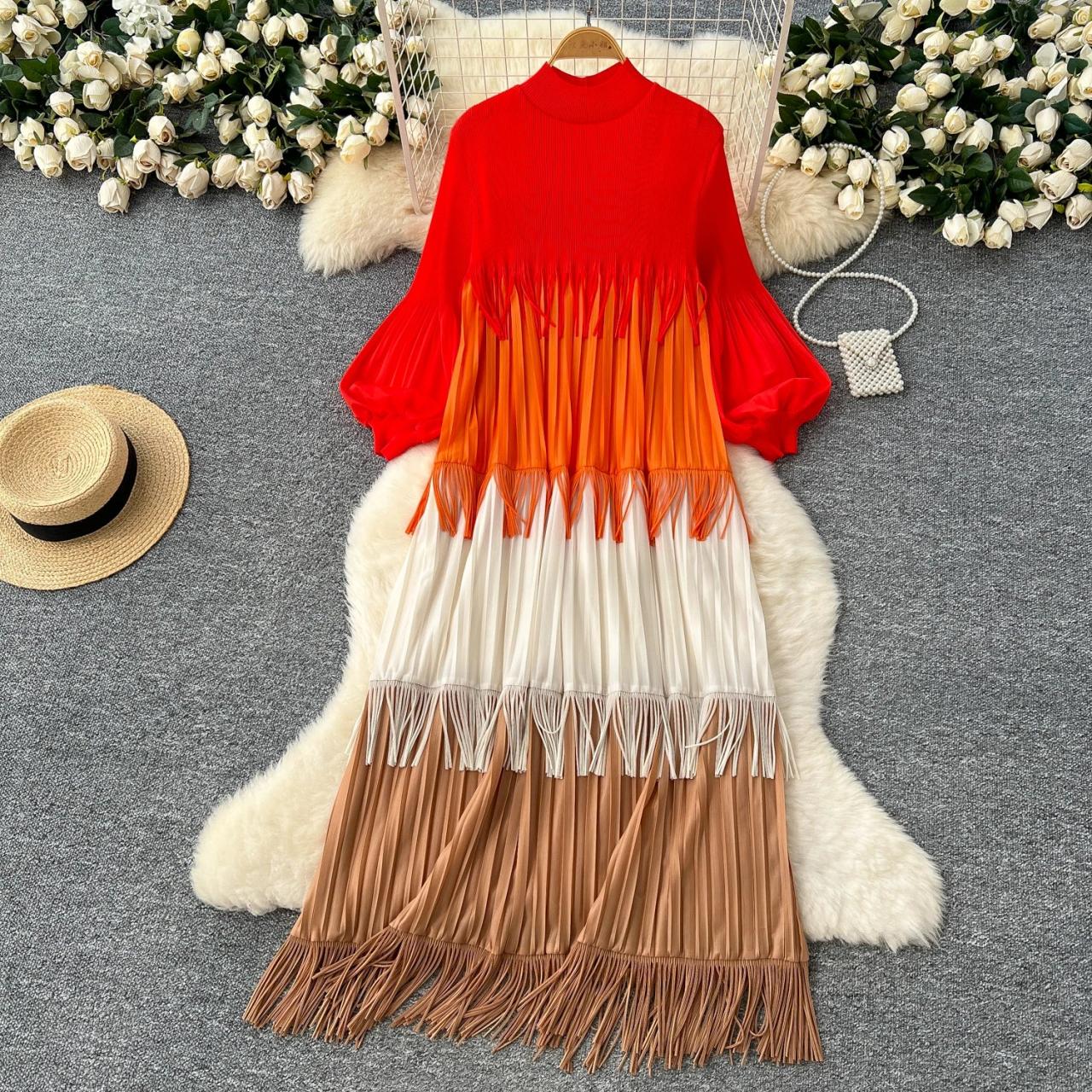 knee length dresses for ladies Blue Cap Sleeve Embellished Fringe Maxi Dress