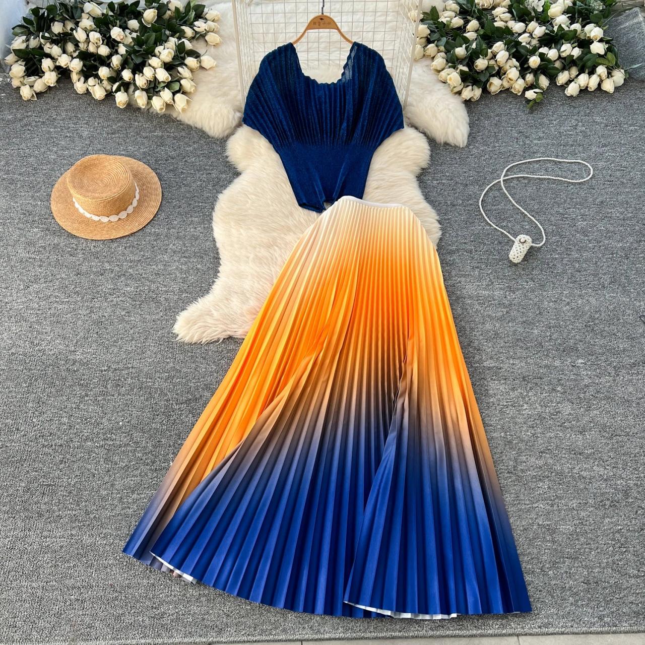 gradient pleated dress Belle Gradient Pleated Maxi Dress