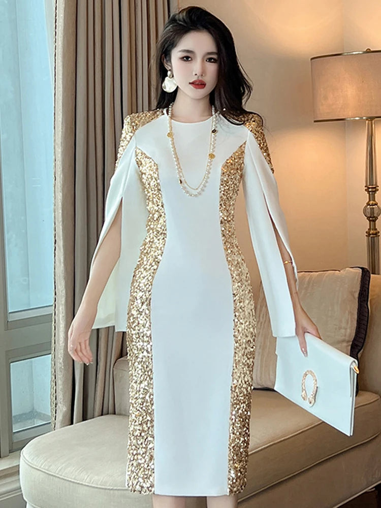 white and gold embellished dress Serafino Gold Embellished Maxi Dress main image 0