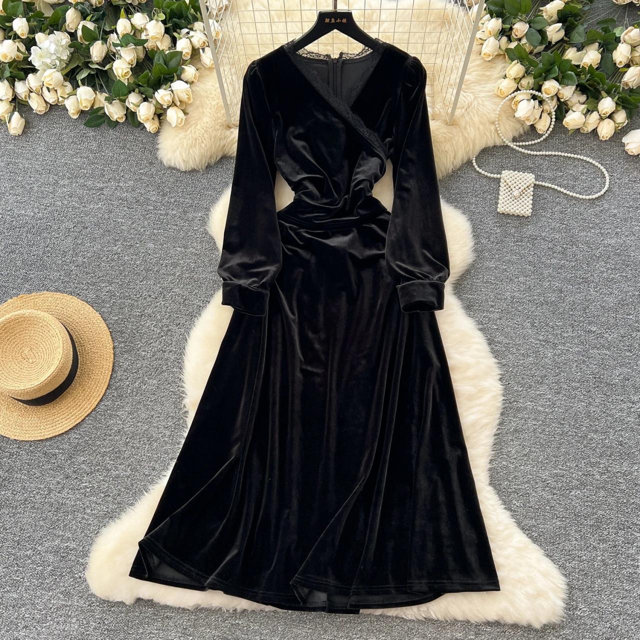 knee length dresses for ladies Meghan Velvet Wrap Maxi Dress | Mulberry main image 1