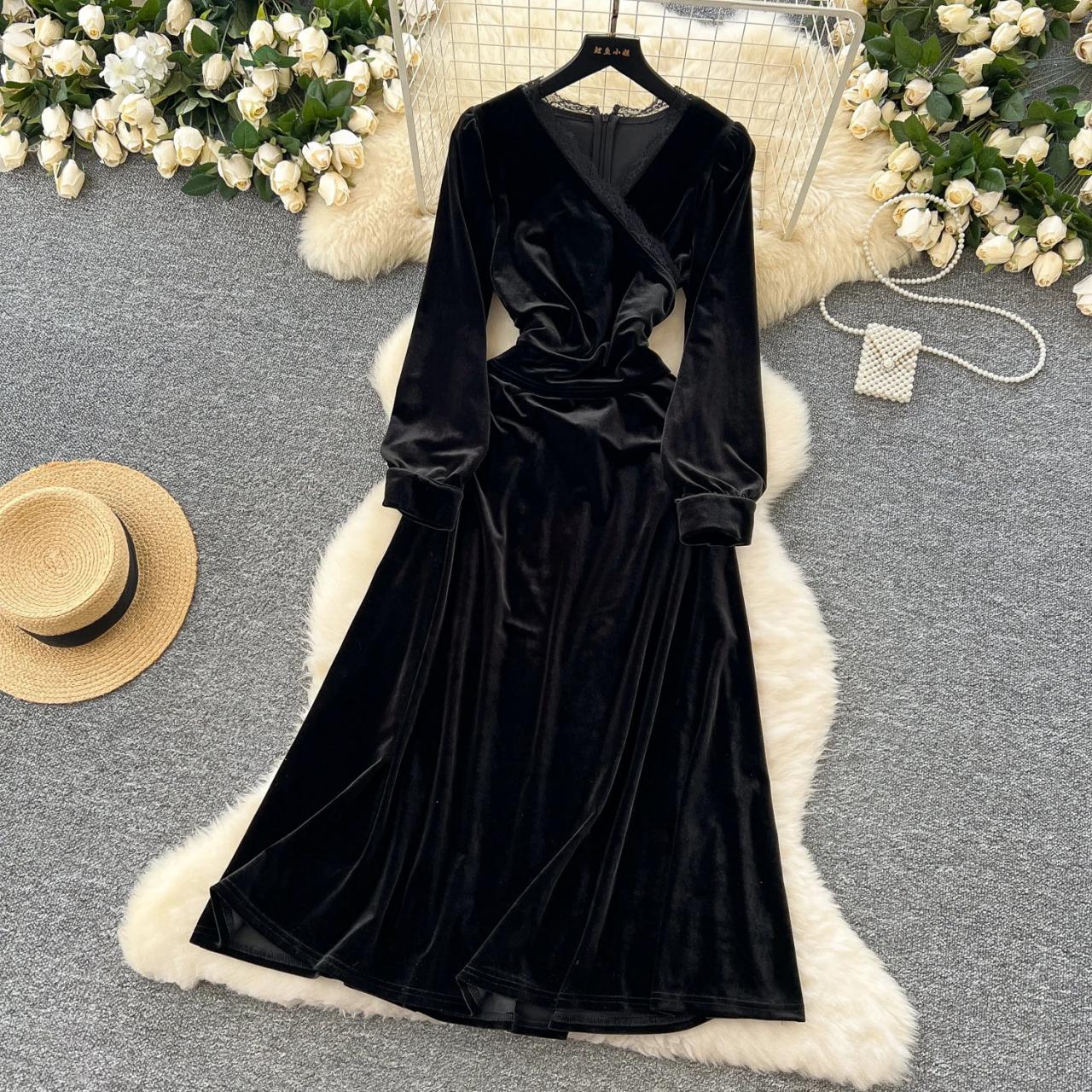 fitted lace wedding dress 70s Halston Silk Velvet Wrap Dress | S-M
