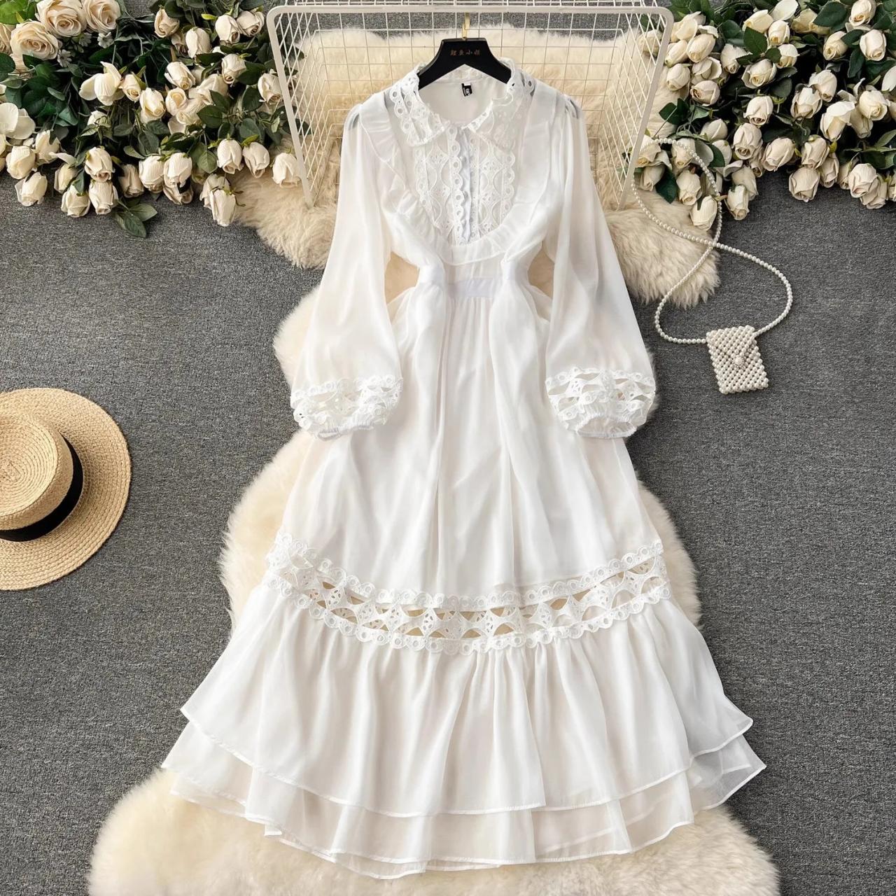 white lace dress with cutouts Cut-Out Lace-Up Mini Dress in White - XXL main image 0
