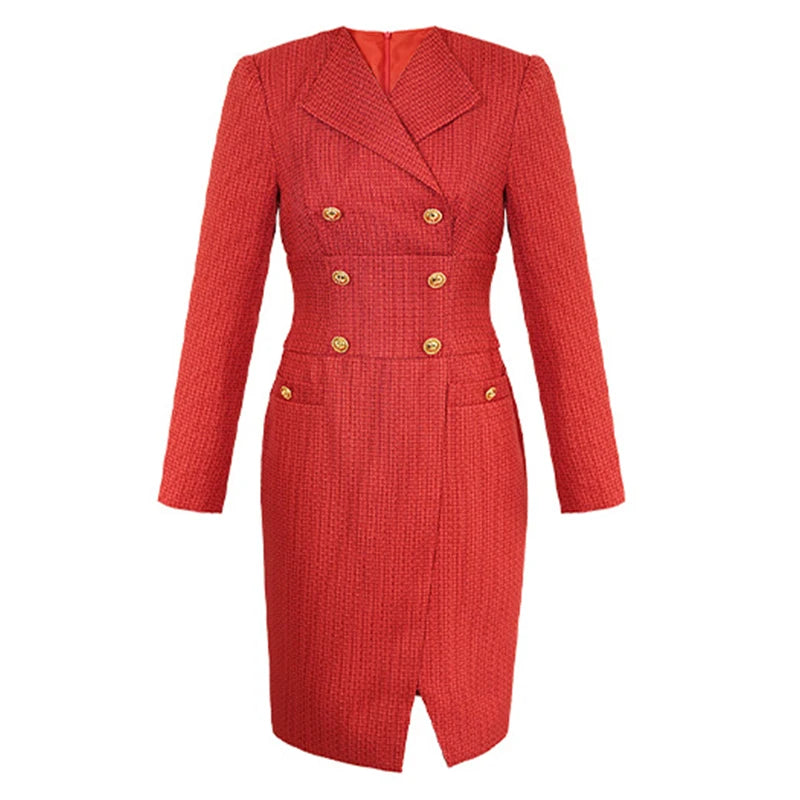 strapless open back dress Women's Red Blazer Dress Long Sleeve Mini Crepe Elagia main image 1