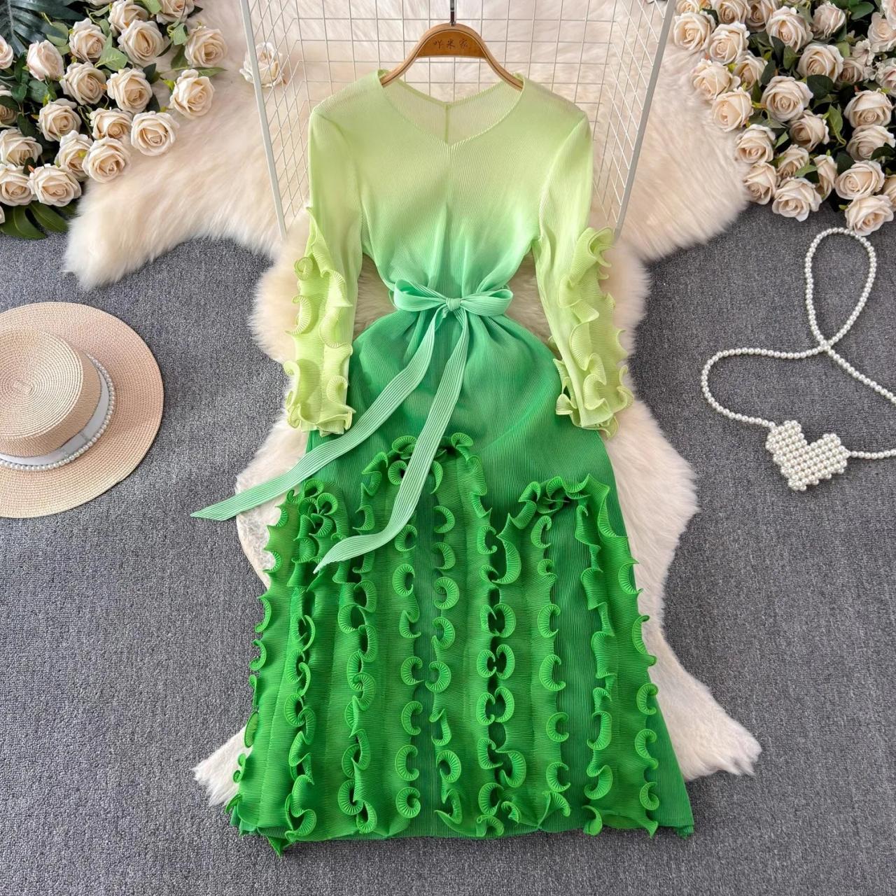 green prom dress backless Gummy Green Multi Axon Dress main image 1