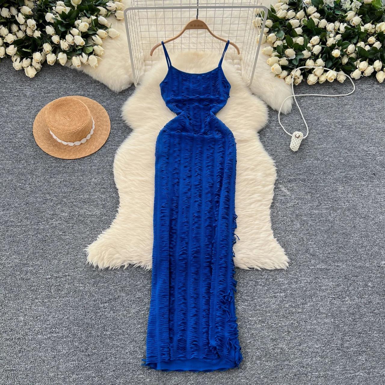 Royal Blue Sleeveless Ruched Long Evening Gown