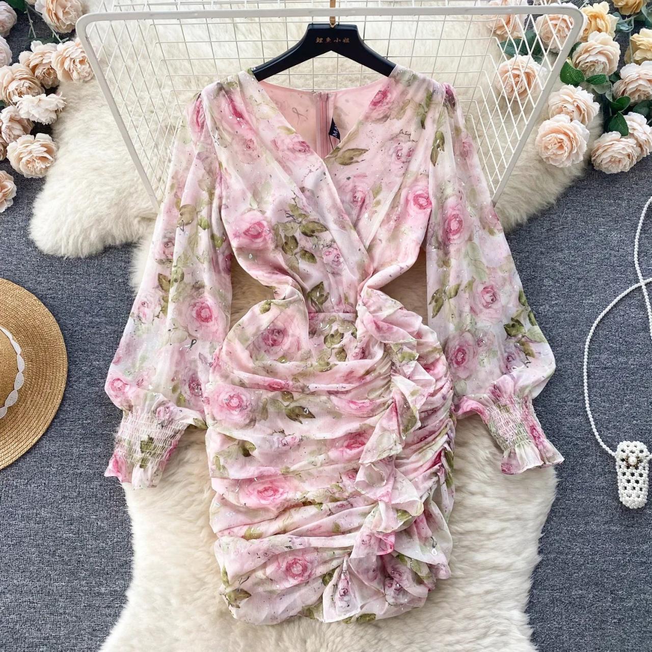 ruched bodycon dress with puff sleeves Frilled Puff Sleeve Square Neck Ruched Bodycon Dress