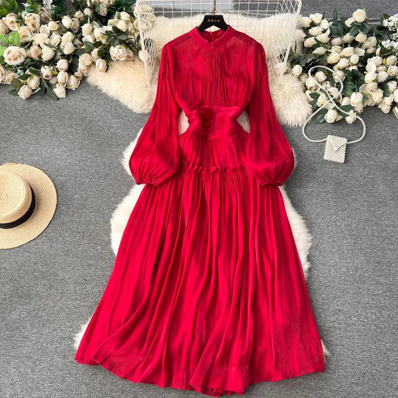 red flowing maxi dress RED CHIFFON HALTER MAXI DRESS