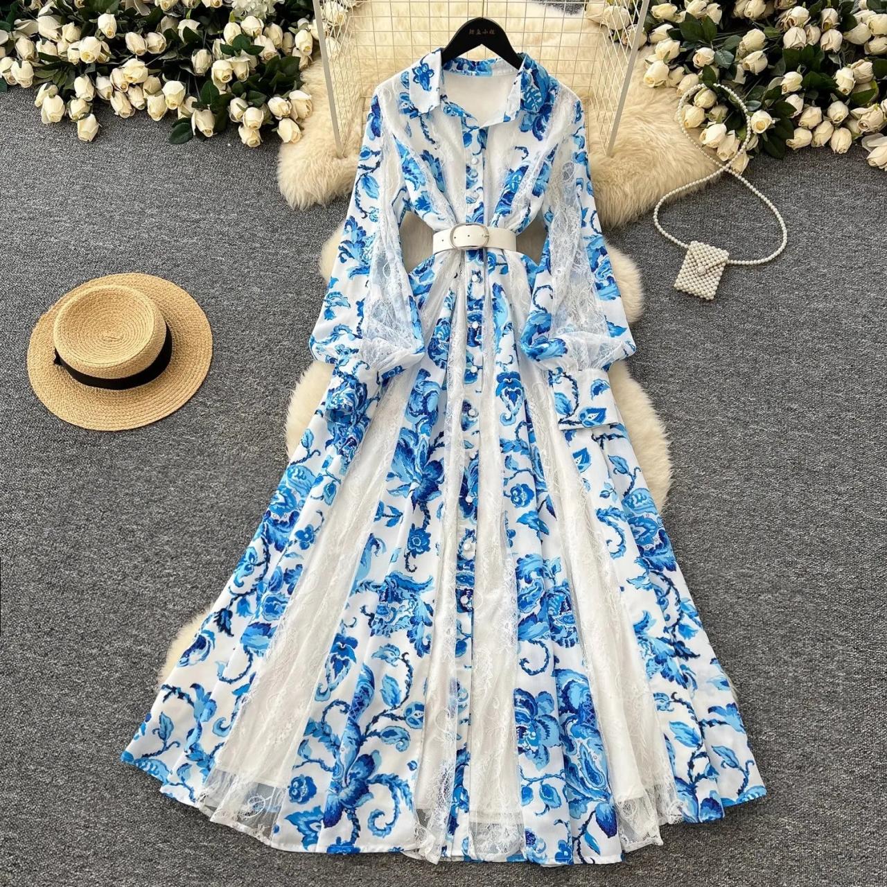 chinese dress ladies Lindsey Satin Colorblock Contrast Long Sleeve Belted Shirt Maxi Dress –  roschic main image 1