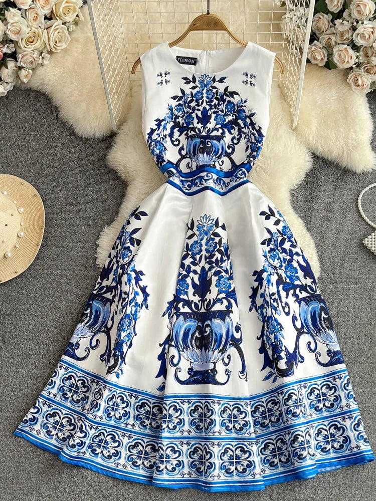 blue porcelain print dress Shelly Dress Blue Porcelain main image 1
