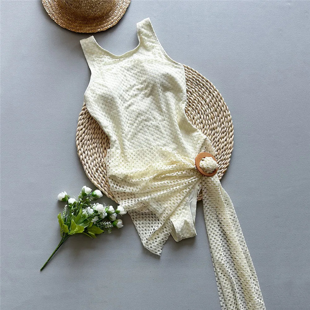 beach overlay dress Bebe Winnie Embroidered Gingham Overlay Dress – Little Beach Road main image 0