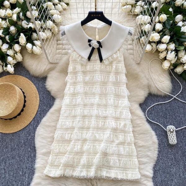 Lace Dress With Collar And Bow Detail on Luulla